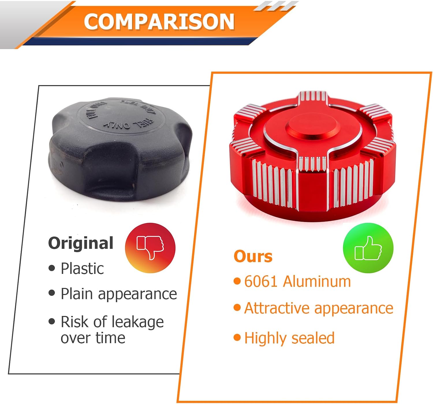 WeiSen CNC Gas Tank Cap, 6061 Aluminum Fuel Tank Cap Replace #2522069 Compatible with Polaris RZR Pro Xp/Turbo R/Ranger General Fit Sportsman Fit Scrambler 4(Red)