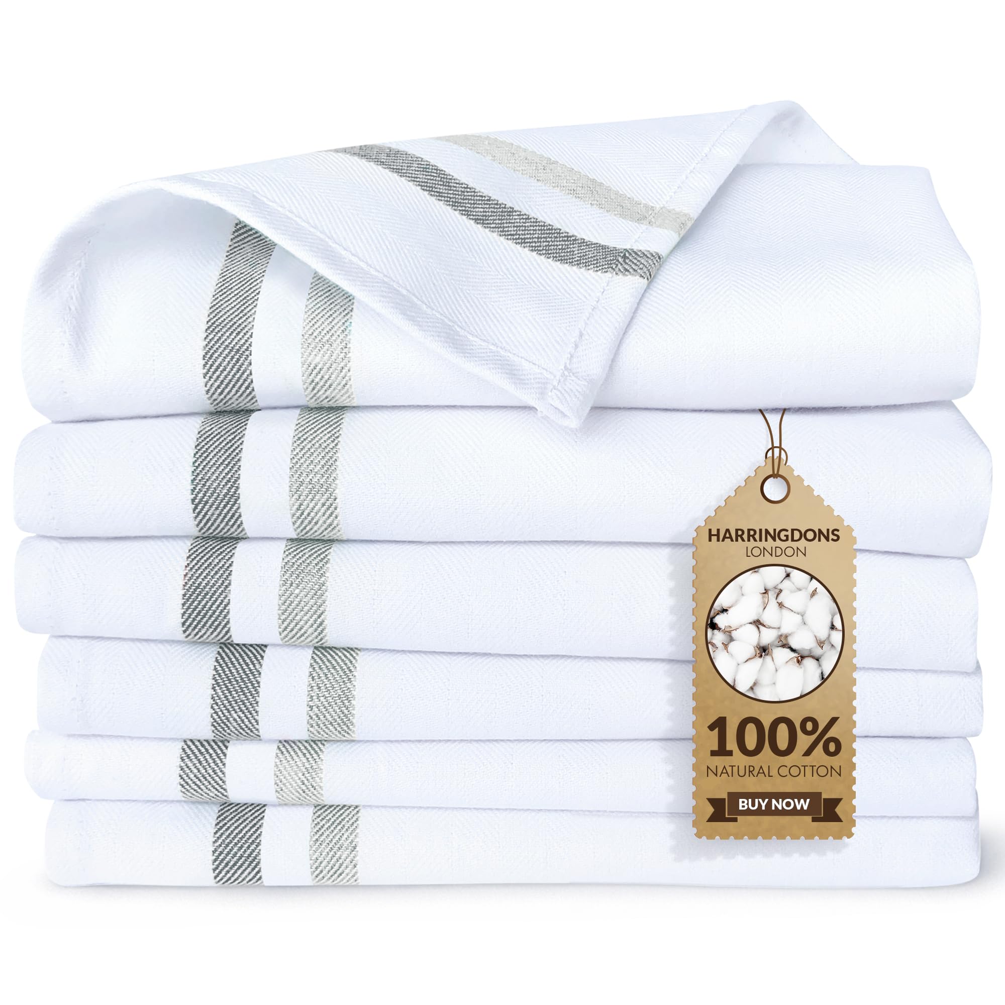 Premium Kitchen Towel (28”x20”, 6 Pack) 100% Cotton Dish Towels Cloths Large Hand Towels Tea Towels for Kitchen with Hanging Loop, Reusable Cleaning