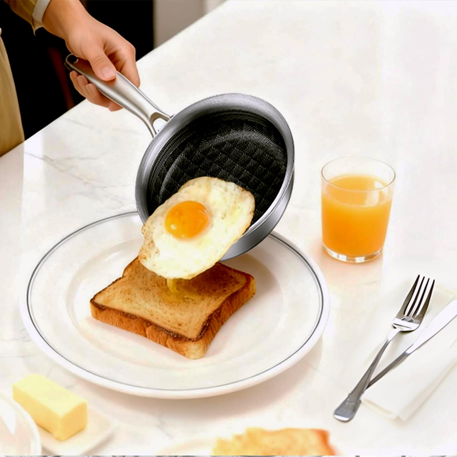 DELARLO Tri-Ply Stainless Steel Nonstick Ceramic Omelette Pan 5.5 inch — Amazon image 6