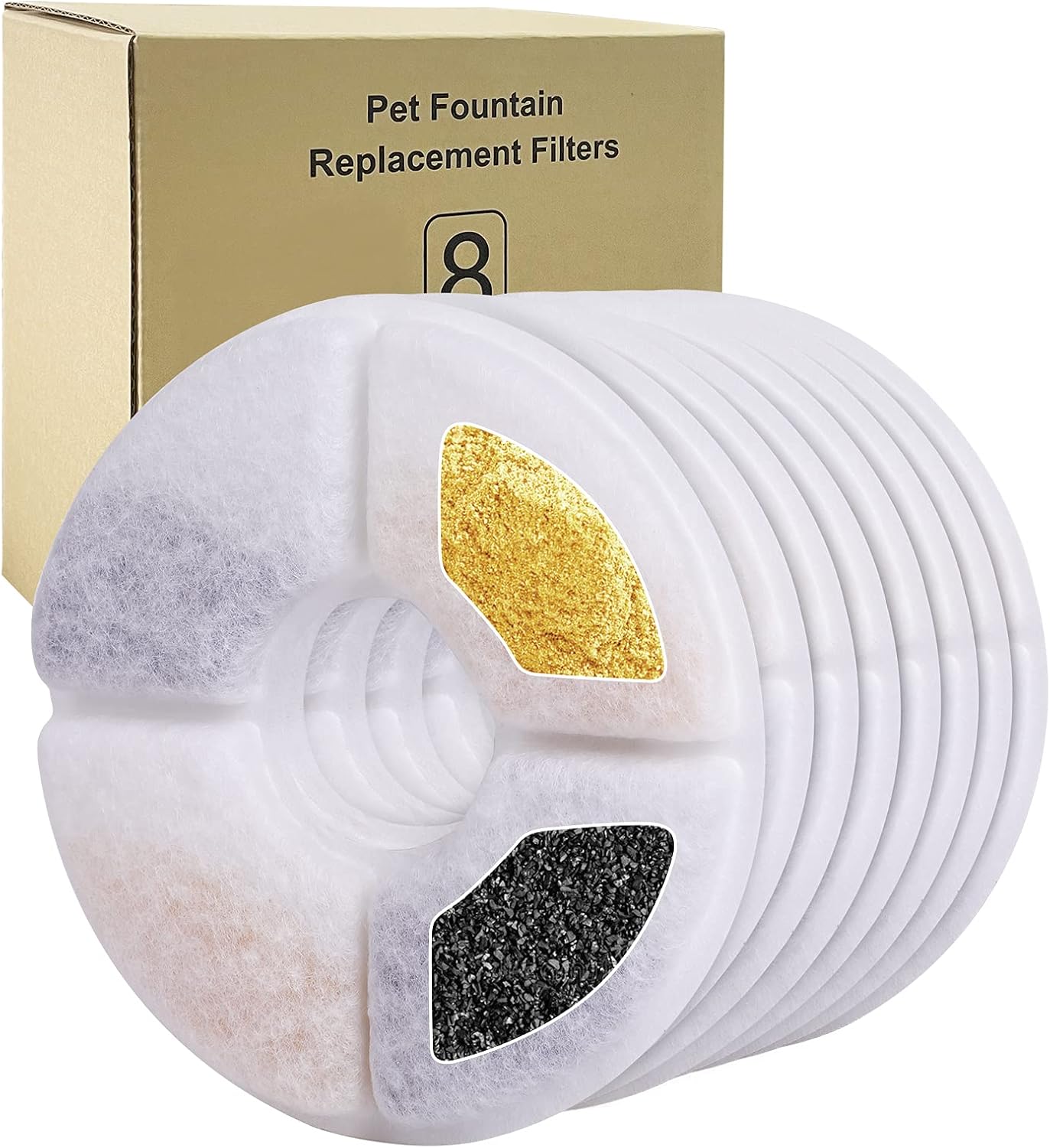 Bigqin 8 Pcs Cat Fountain Filter, Pet Water Fountain Replacement