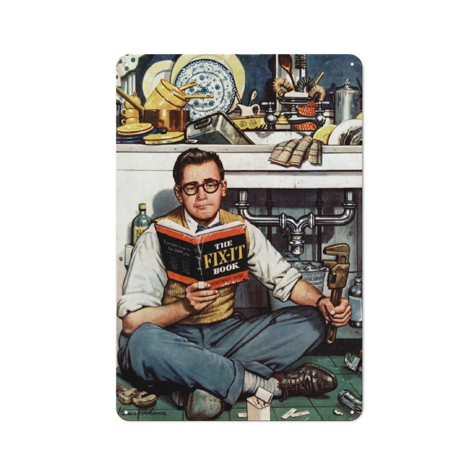 Junmoney Plumber Old Style Vintage Metal Sign 30X20cm, Bar Wall Plaque For Pub, Home Bar, Shed Or Man Cave