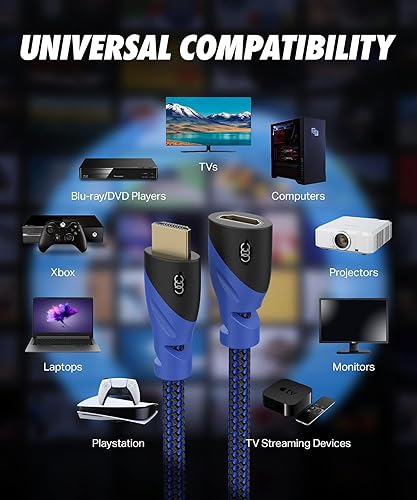 Miniatura 7 de Alargador de HDMI 2.0 de alta velocidad con conexión macho a hembra, listo para resoluciones de 4K. Soporta 1080p y reproductores Blu-ray 3D, TV 3D,