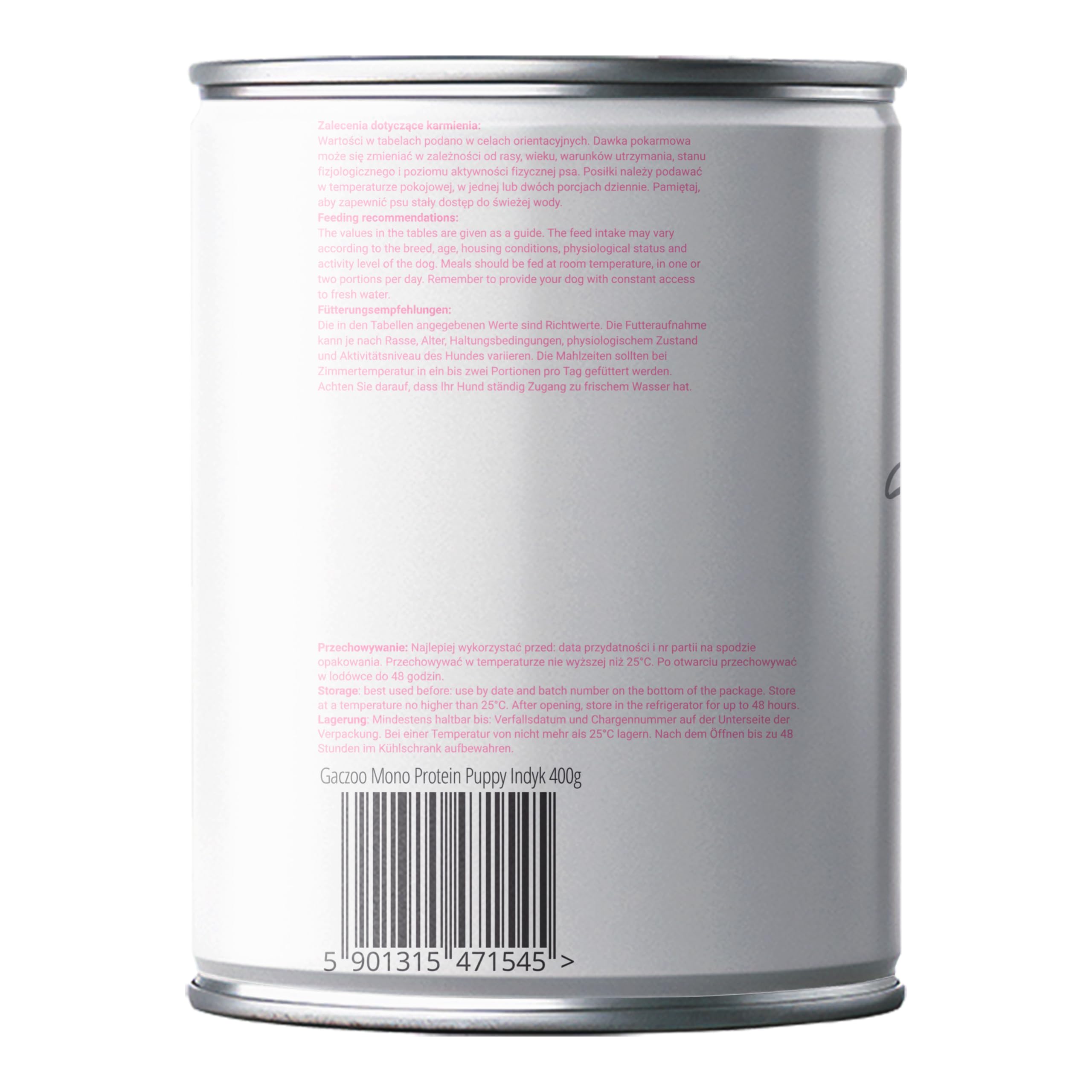 Hundefutter Nass - Hypoallergenes Welpen Nassfutter - Pute - Welpenfutter Getreidefrei, Single Protein - Leicht Verdaulich, für empfindliche Hunde - Mono Protein Ultra 12 Dosen