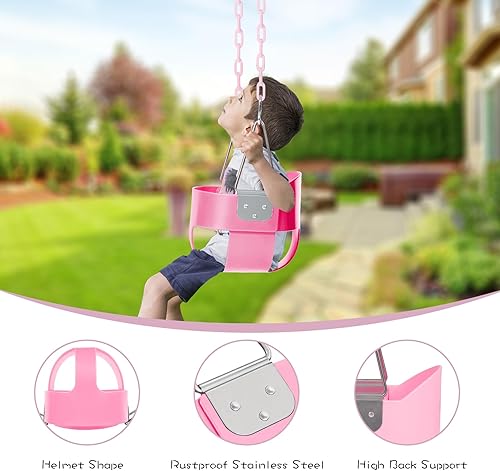 Miniatura 85 de RedSwing Asiento de columpio con respaldo alto para niños pequeños con cadenas recubiertas, asiento de columpio resistente para niños, para Columpio