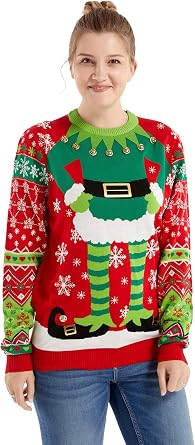 Mens Ugly Christmas Sweater, Women 3D Xmas Holiday Pullover Festive Party