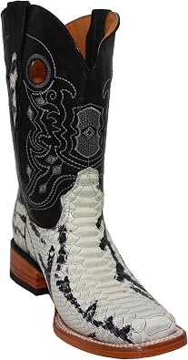 The Western Shops Mens Genuine Leather Python Snake Print Square Toe Cowboy Boot