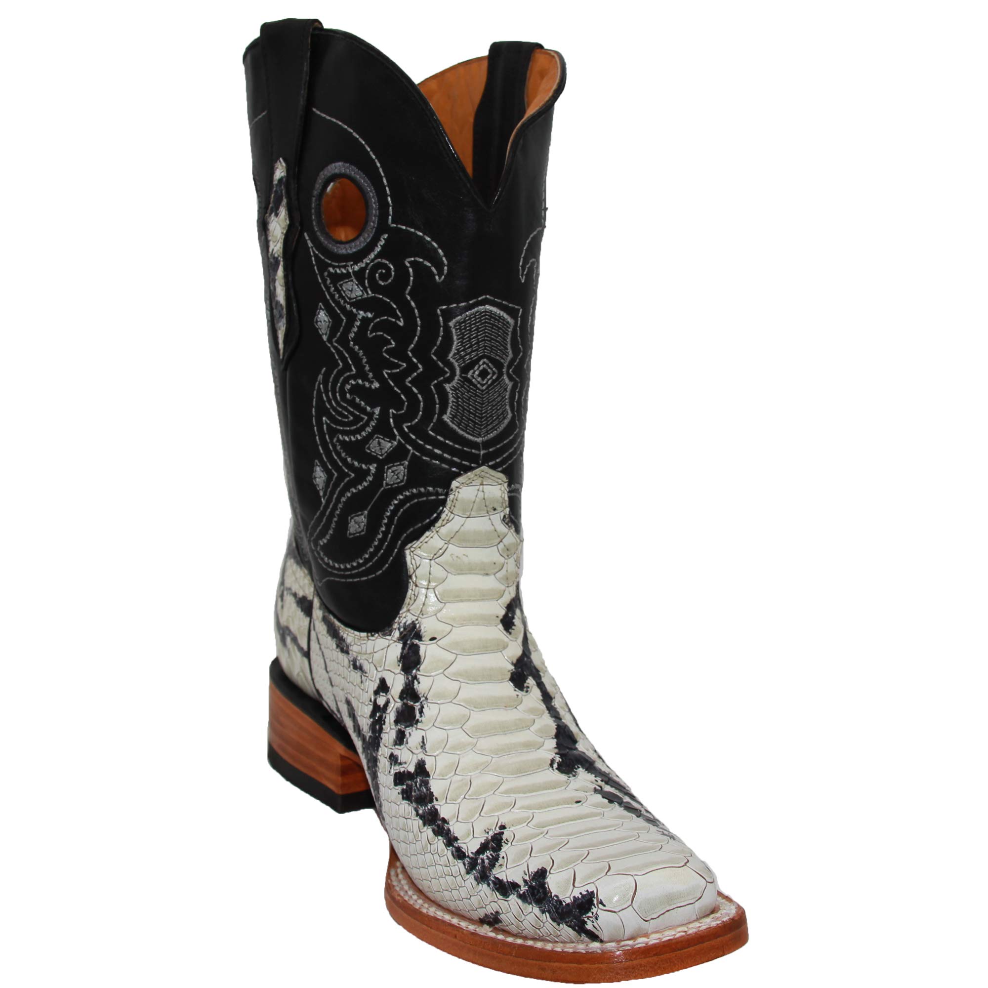The Western Shops Mens Genuine Leather Python Snake Print Square Toe Cowboy Boot