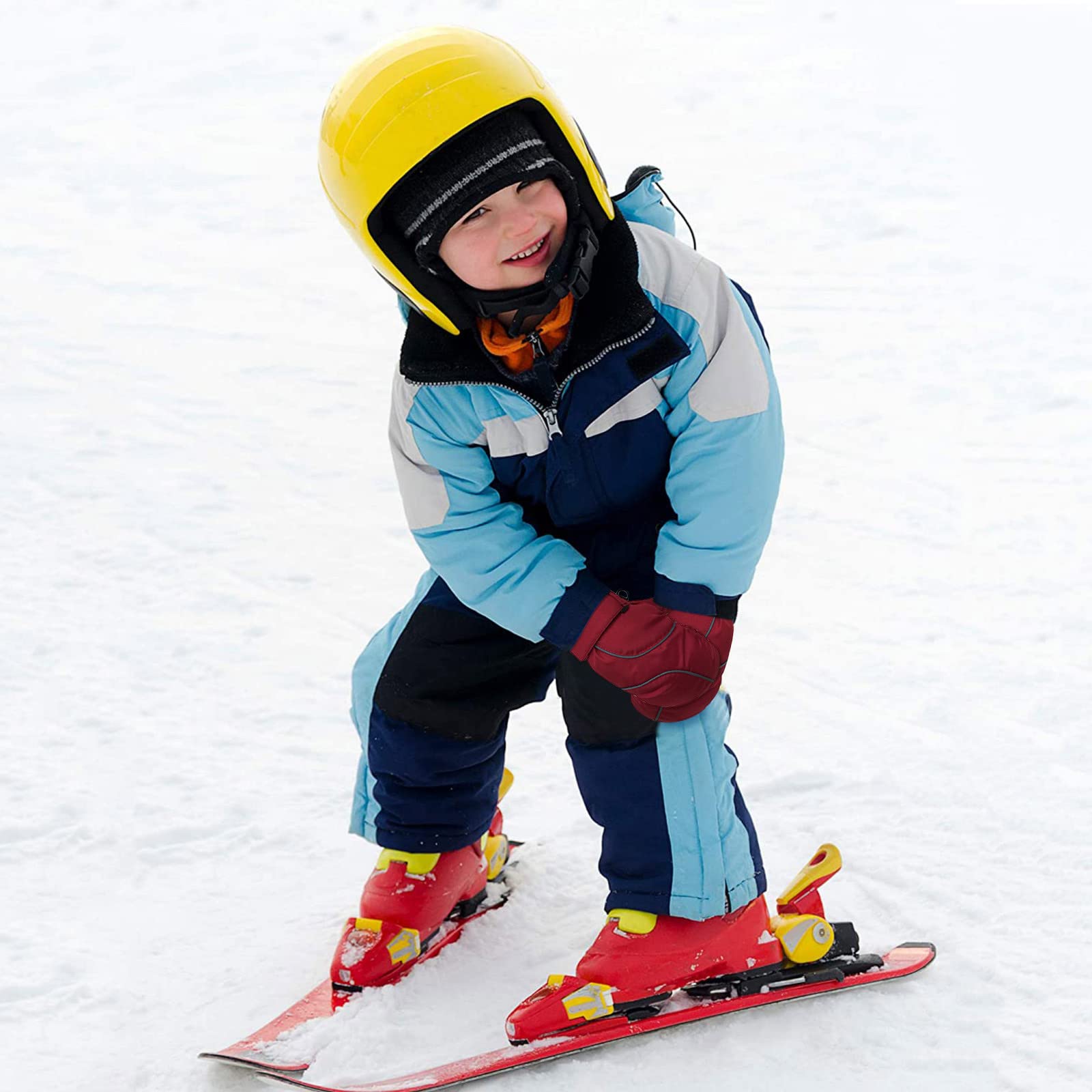 WARME EN WATERDICHTE SKIWANTEN VOOR KINDEREN 100 MARINEBLAUW/FLUOROZE
