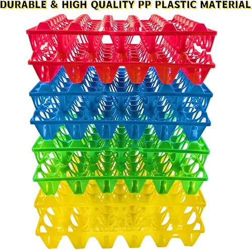 Miniatura 3 de Paquete de 8 bandejas de huevos de plástico para huevos de 30 huevos para granjeros caseros, cajas apilables para huevos con capacidad para