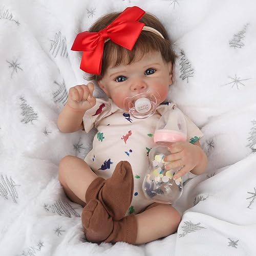 Lifelike Reborn Baby Dolls - 20 Inch Newborn Baby Doll with Realistic Veins, Handmade Reborn Doll with Weighted Soft Cloth Body, Real Life Baby Dolls Girl Gift for Kids Age 3+