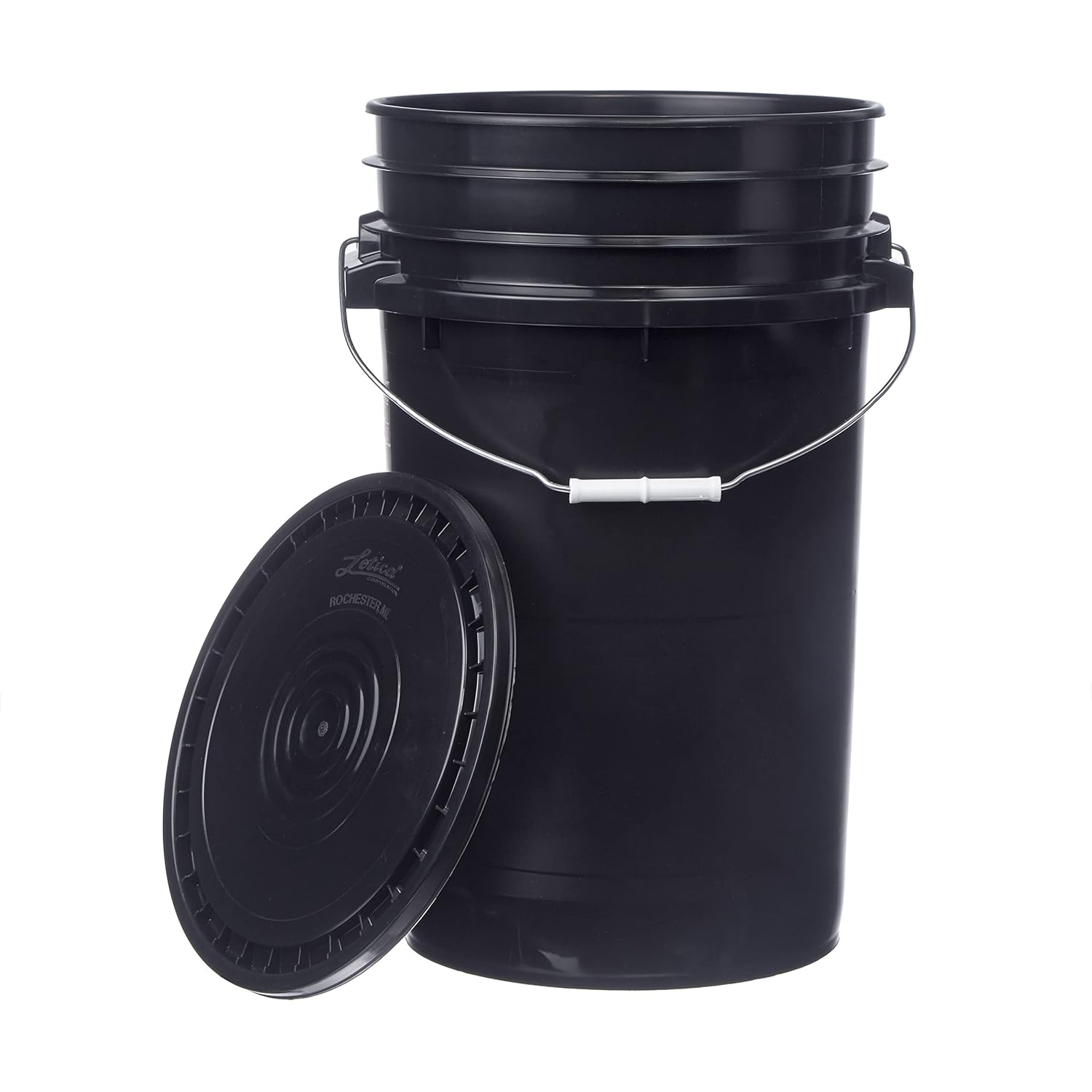 Hudson Exchange Premium 7 Gallon Bucket with Lid, HDPE, Black, 4 Pack