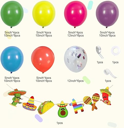 Miniatura 2 de Decoraciones de fiesta  El arco de globos de fiesta del Cinco de Mayo incluye colorido cartel de fanáticos de papel para fiesta de Cinco de Mayo,