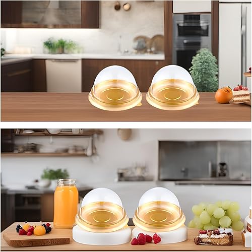 Miniatura 4 de RHBLME Paquete de 200 mini recipientes para pasteles, cajas pequeñas de plástico transparente para tartas con tapas de cúpula, cajas para