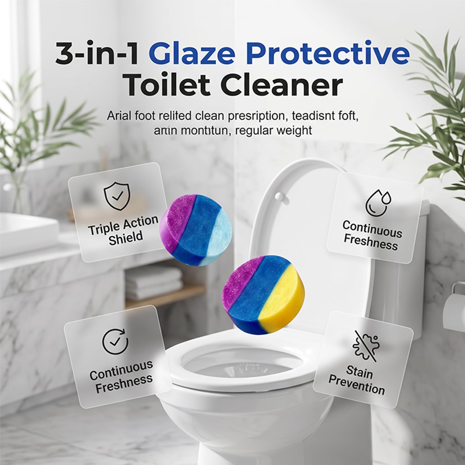 Tabletas limpiadoras protectoras para inodoros con esmalte 3 in 1 (8Pcs) | Previene manchas y desodoriza, pastillas de limpieza de larga duración, frescura de lirio y jazmín, uso fácil para el tanque