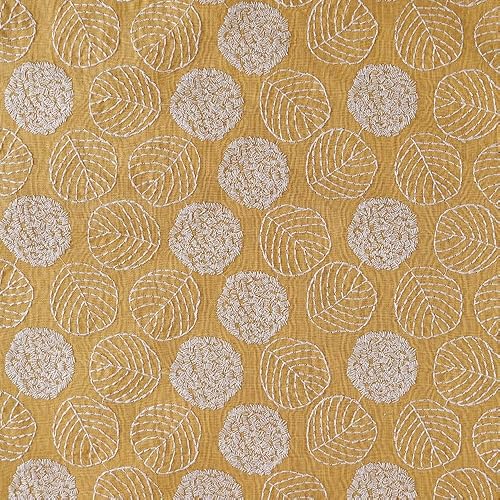 Material for Sewing Handmade Cotton Linen Embroidered Fabric Fashion Dress Bag Decorative Sewing(Yellow)