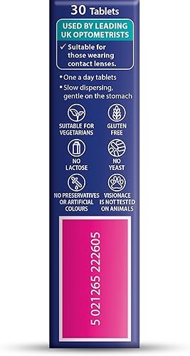Miniatura 6 de Vitabiotics Visionace Original - Multivitamínico nutricional para la visión normal  Vitaminas A, B2 y Zinc - 30 Tabletas