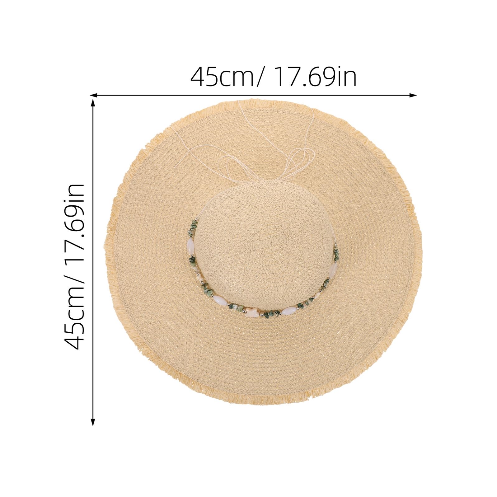 Sombrero de Paja para Mujer ala Ancha Beige Transpirable y Ligero Sombrero de Playa con Flecos Protección Solar UV Adecuado para Vacaciones y Uso al Aire Libre