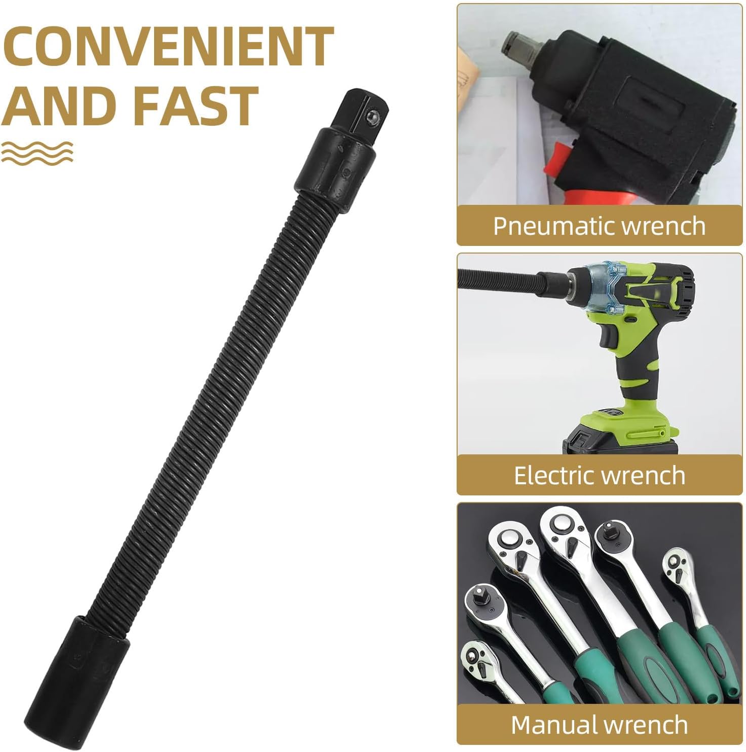 Baluue Black 1/2 Flexible Socket Extension Bar for Ratchet Wrenches