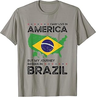 Brazilian American Patriot USA Grown Brazil US Flag T-Shirt