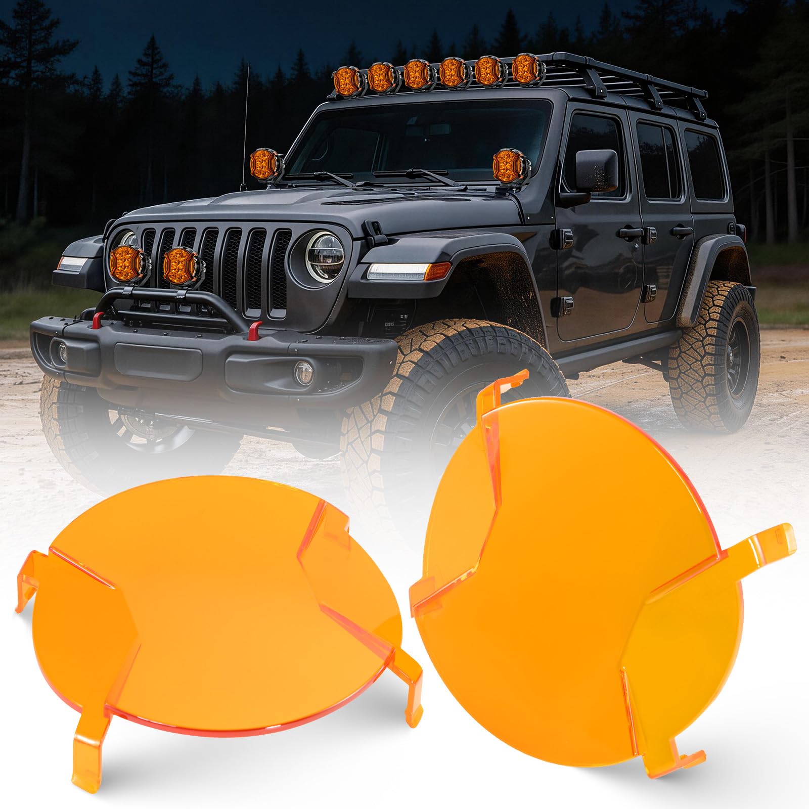 Auxbeam V-Ultra Series 5-Inch Deep Amber Light Covers Off-Road Lens Cap