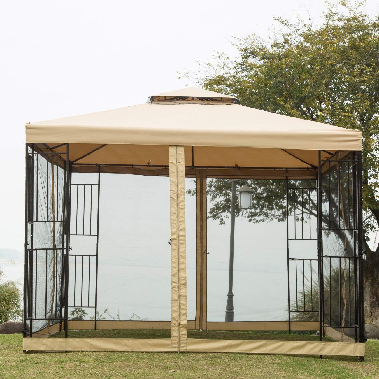 Sunnyglade Garden Gazebo 10' x 10' Patio Backyard Double Roof Vented Gazebo Canopy