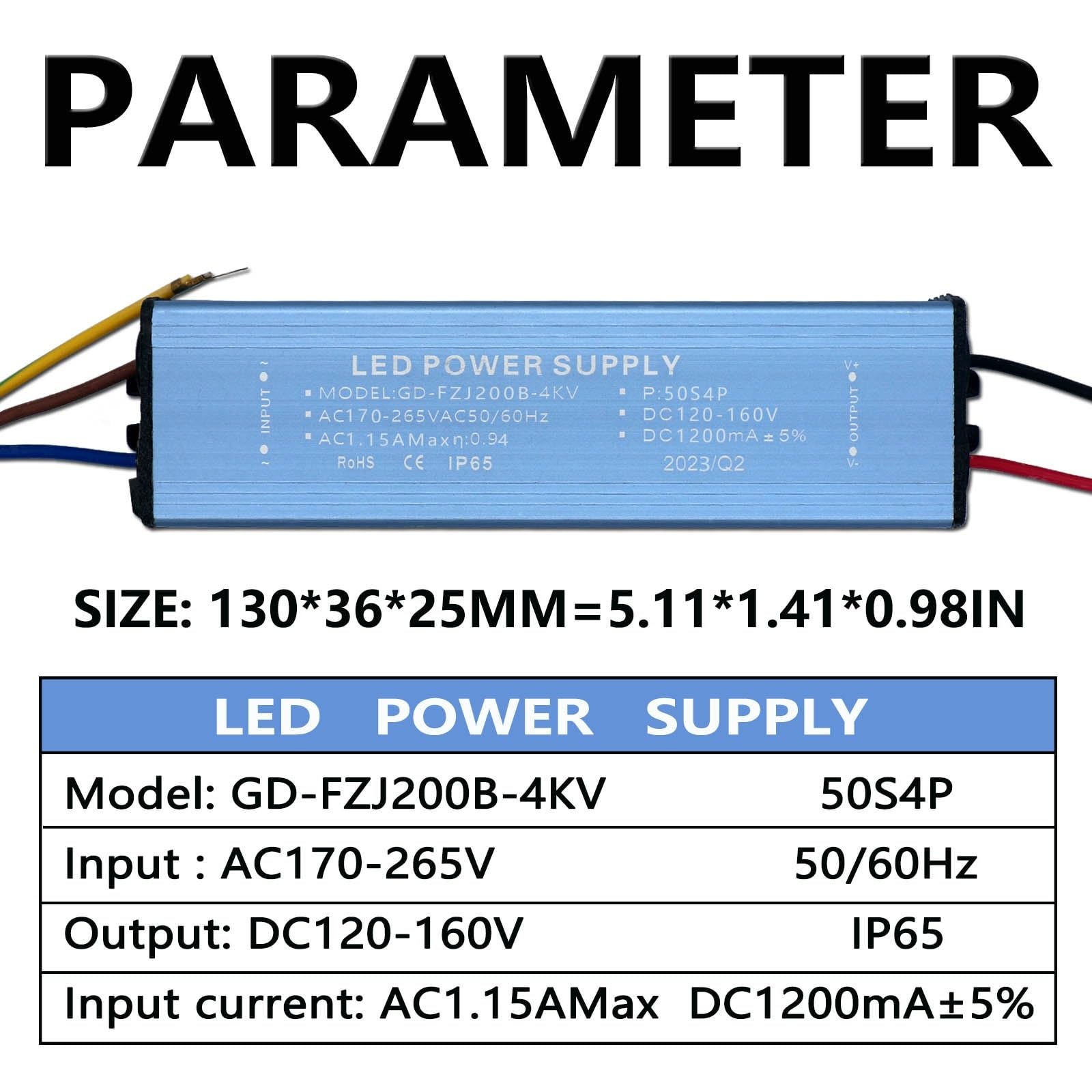 Driver LED 200W DC120-160V 1200mA Alimentatore Trasformatore di illuminazione a controllo di corrente costante for luce di inondazione a LED