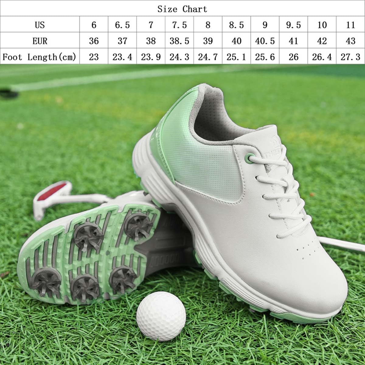 Zapatos De Golf para Mujer con Clavos Zapatillas De Golf | Cuero, Profesionales, Casual, Ligeros, Antideslizantes, Impermeables, cómodos, Moda, Exteriores