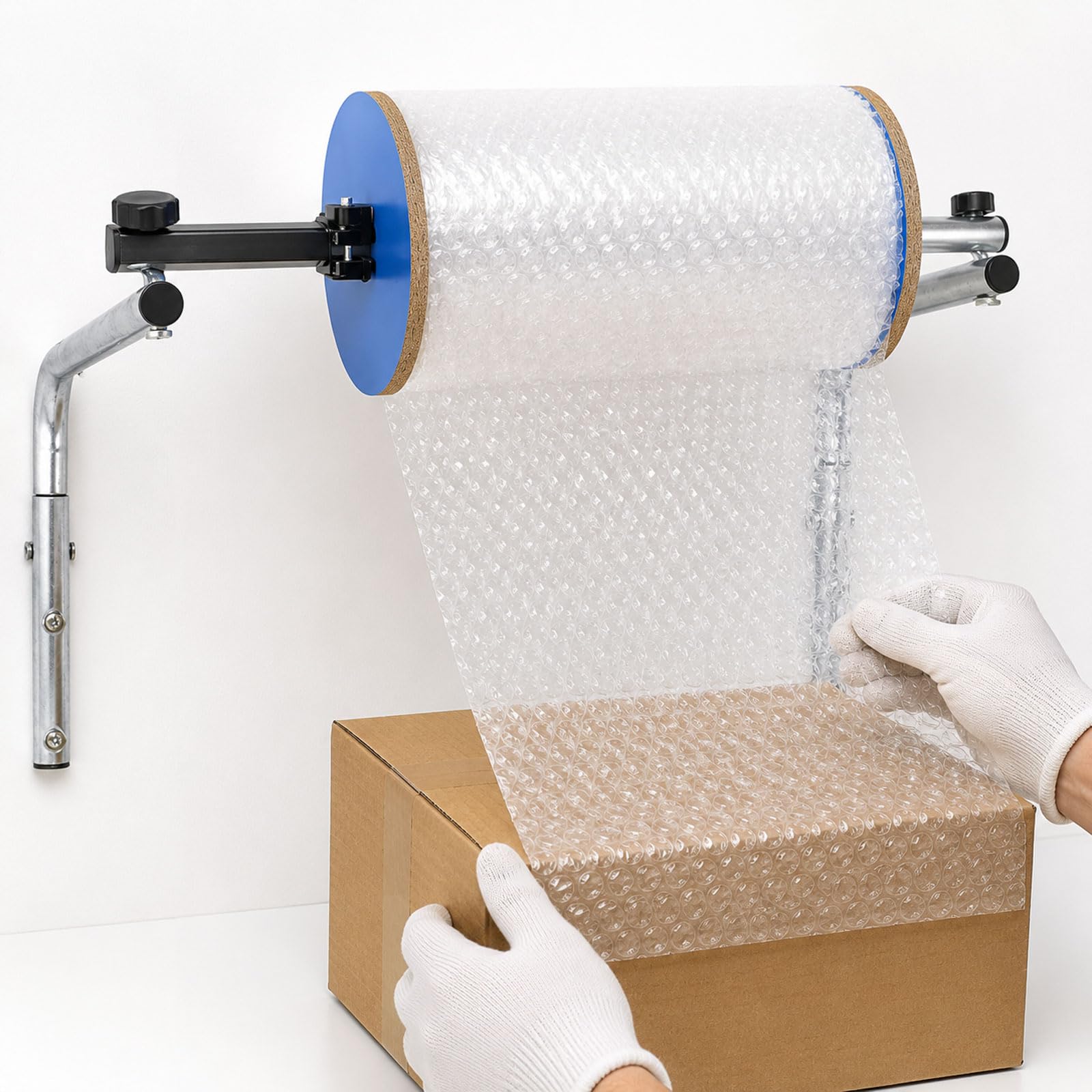 BDJSN Foam Wrap Roll Dispenser, Wall Mount Bubble Cushion Wrap Holder, Galvanized Steel Packaging Film Rack For Shipping Stations, Warehouses, Moving And Packing Workspaces 30cm