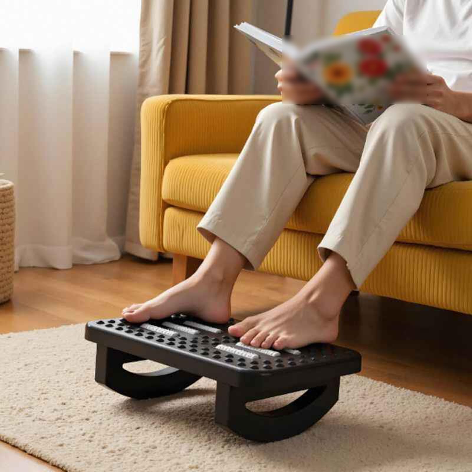 Ergonomische Fußstütze For 180°-Wippbewegung, Unter Dem Schreibtisch Mit Fußmassagerolle, Maximale Belastung 100 Kg, Zur Verbesserung Der Körperhaltung Und Linderung(White)