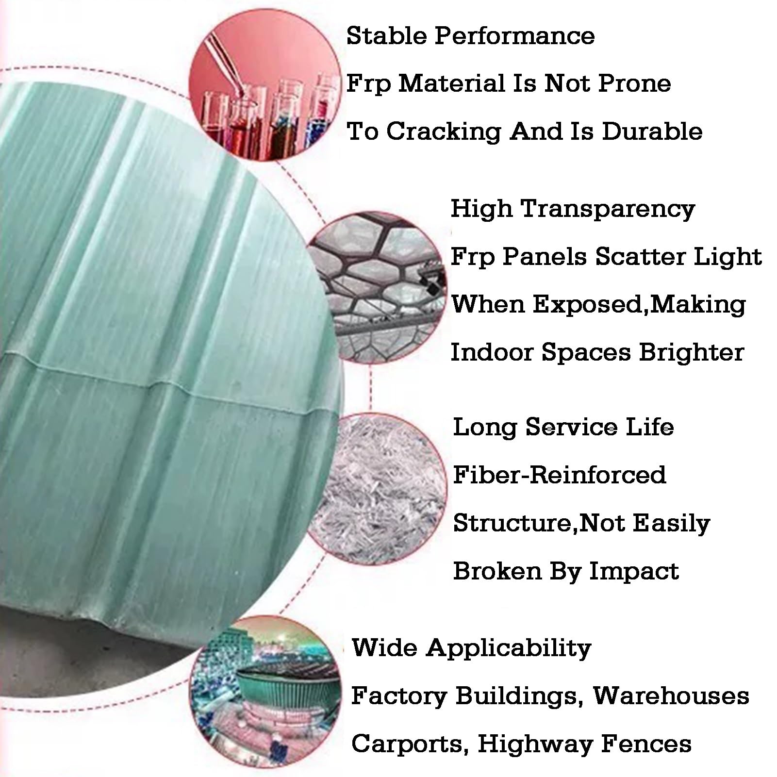 Pannelli del Tetto in policarbonato Trasparente, plastica ondulata | Tetti in plastica ondulata trasparente, giuntabili tra loro, adatti for uso esterno, capannoni(150cm-10 pieces,1.2mm)