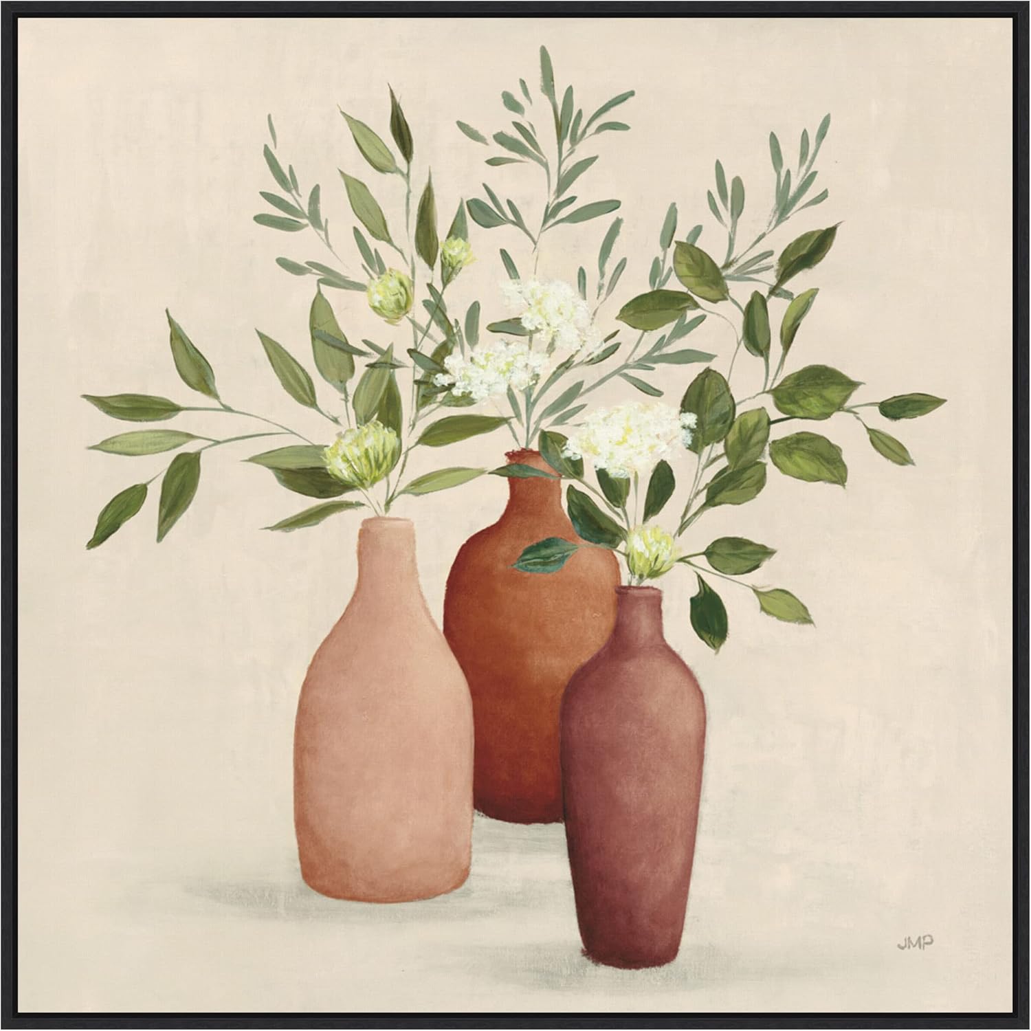 Amanti Art Framed Canvas Wall Art 30x30 Natural Bouquet II Light by Julia Purinton, Framed Wall Art Canvas, Still Life Artwork, Modern Decor, Large Poster Painting for Living Room, Bedroom, Bathroom,