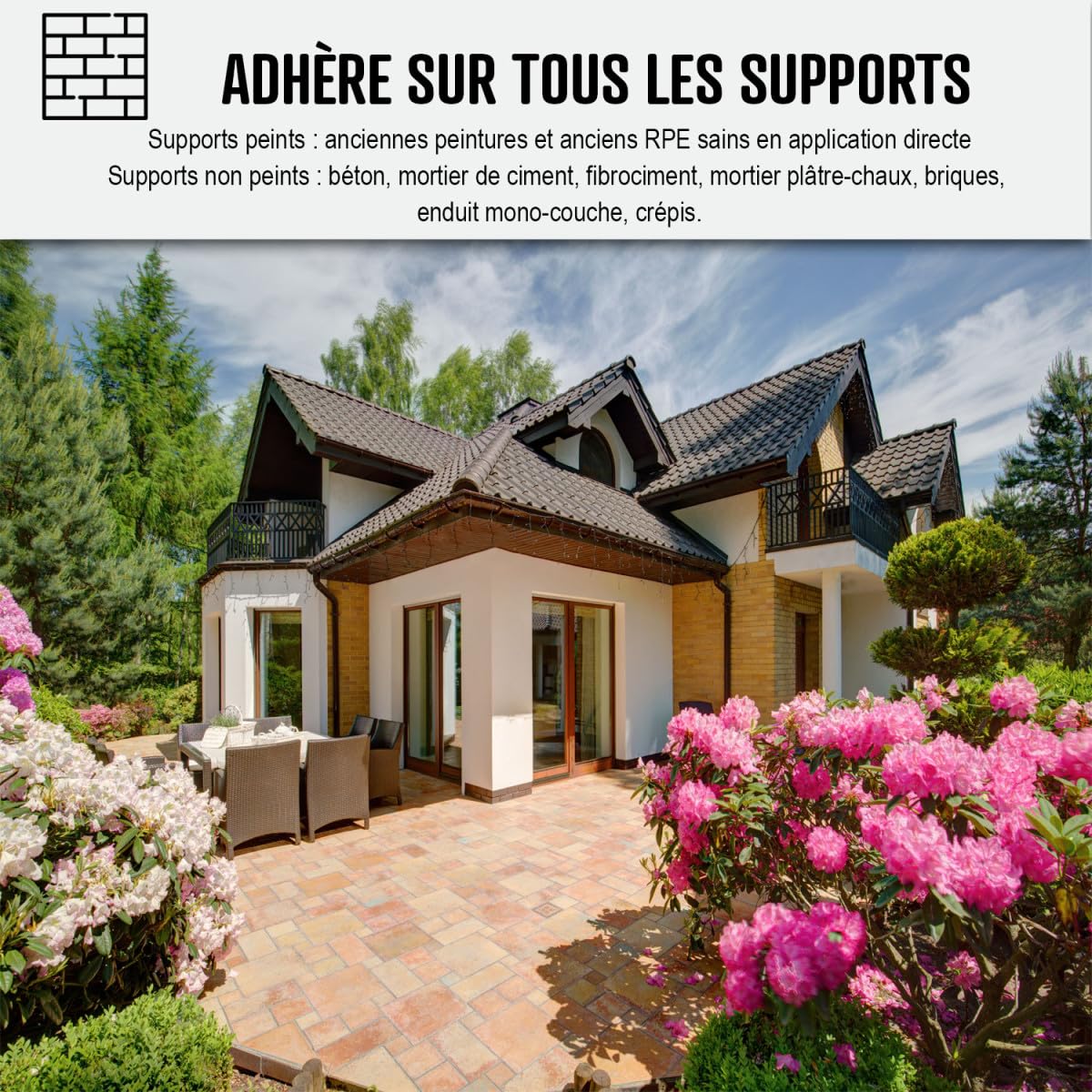 ARCANE INDUSTRIES Peinture Façade Hydrofuge Acrylique - Mur, Crépi, Béton - Imperméable Haute Résistance 15 Ans - 10 L (+ ou - 60 m² en 1 Couche) Blanc
