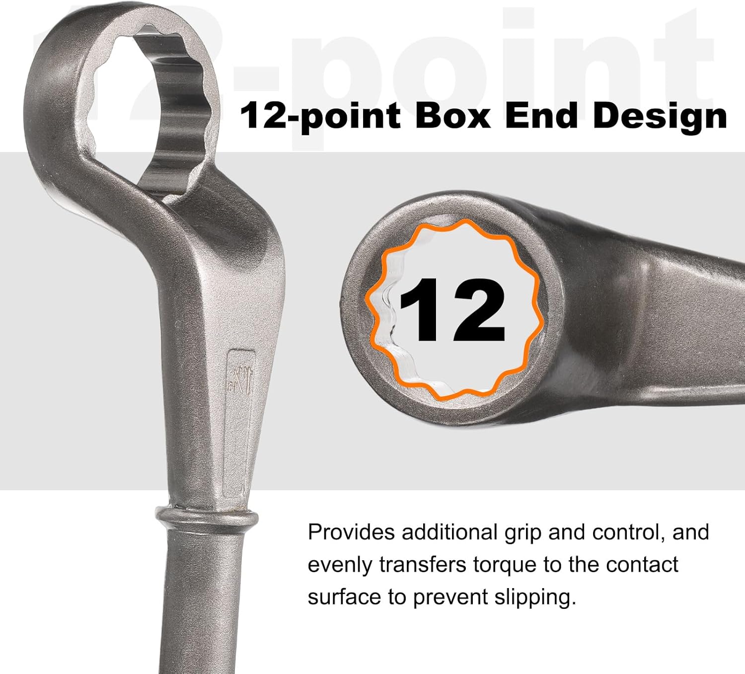 HARFINGTON Offset Box End Tubular Handle Wrench 1-11/16" CR-V 12 Point Offset Single End Torx Wrench High Neck Tubular Box Wrenches for Tightening Remove Screws and Fasteners, Silver Gray