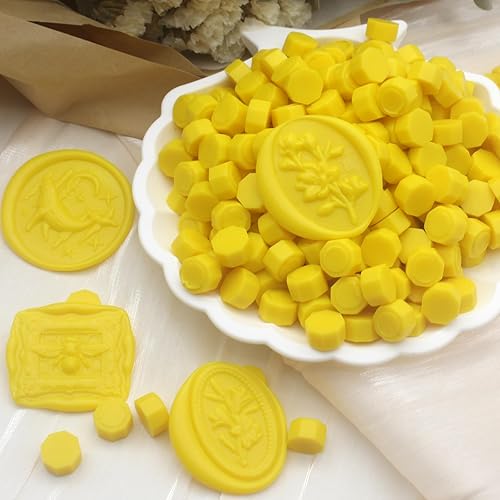Miniatura 2 de 600 cuentas de cera amarilla, pellets de cera de sellado premium para sellos de sellos, invitación de boda, sobre de cartas, decoraciones de