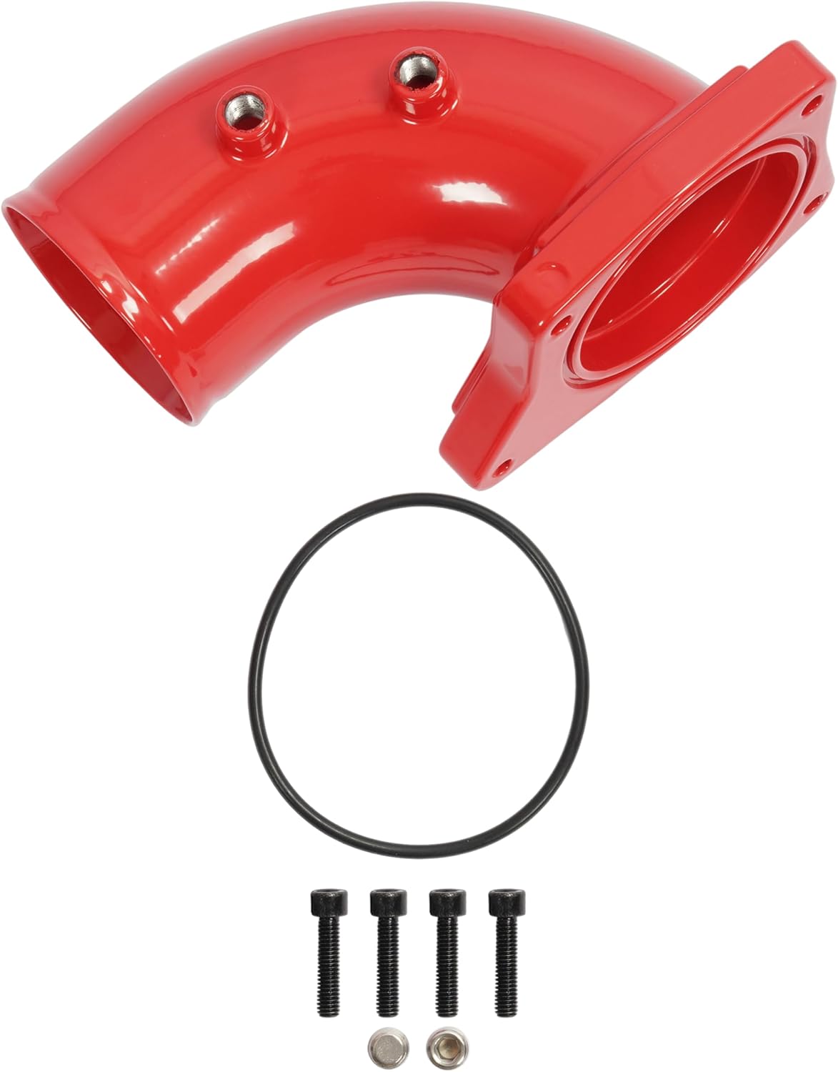 Intercooler Pipe Air Intake Elbow Compatible with 2003-2007 Ford F-250 F-350 F-450 F-550 Excursion Super Duty 6.0L 363ci OHV V8 Diesel Turbo Aluminium Stainless Steel Rubber Red