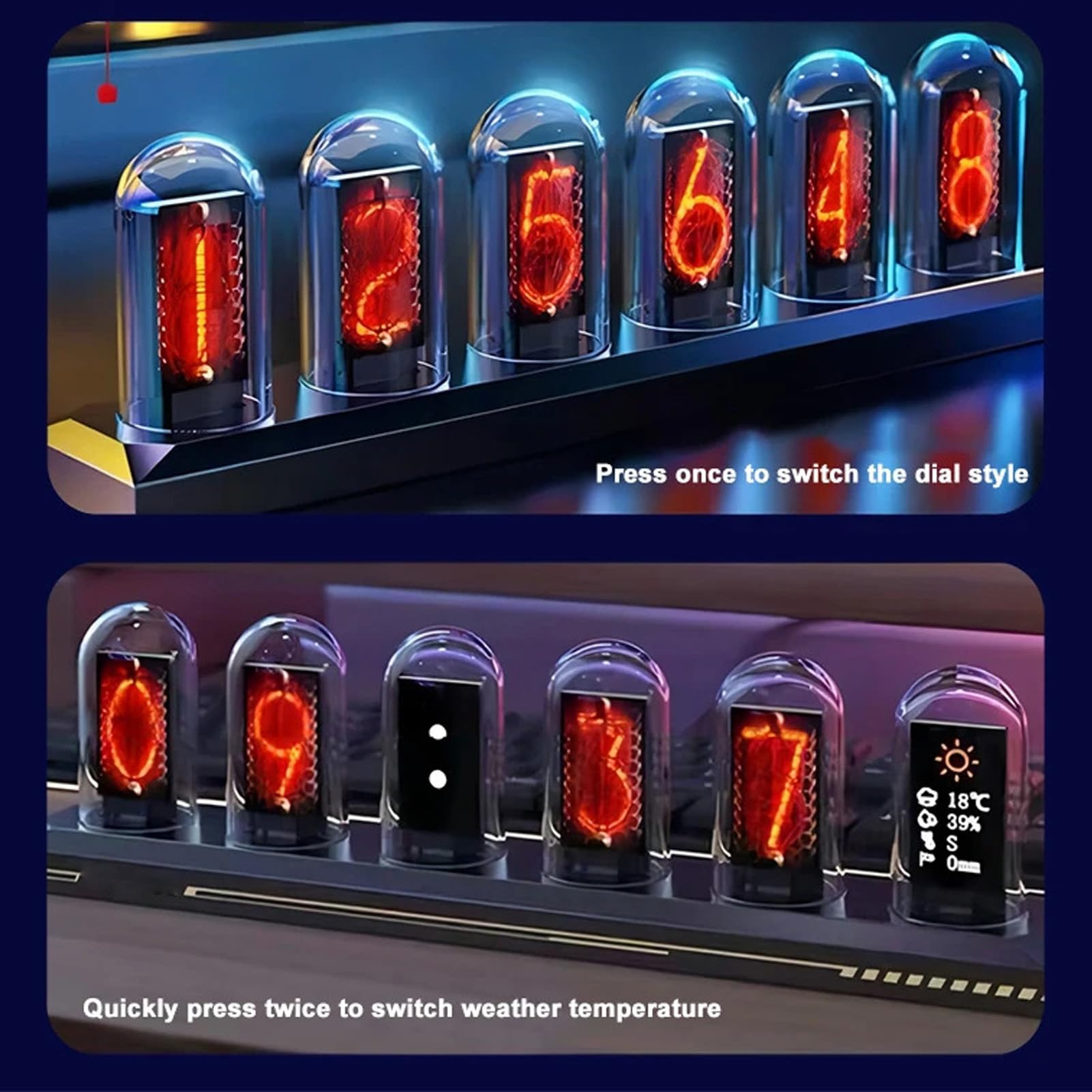 Brrnoo Orologio Tubolare RGB con Illuminazione RGB Personalizzabile,