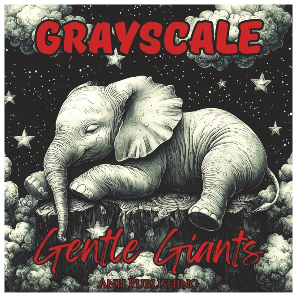 Grayscale Gentle Giants: Relaxing Elephant Coloring Book for Teens and Adults.: Beautiful Elephants in Soft Grayscale for Stress Relief and Creative Relaxation (Grayscale Animal Coloring Series)