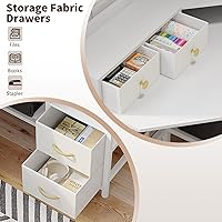 Vista 7 de Escritorio esquinero con 6 cajones y estantes para computadora de espacio pequeño con tomas de corriente, escritorio de juegos con soporte de Blanco