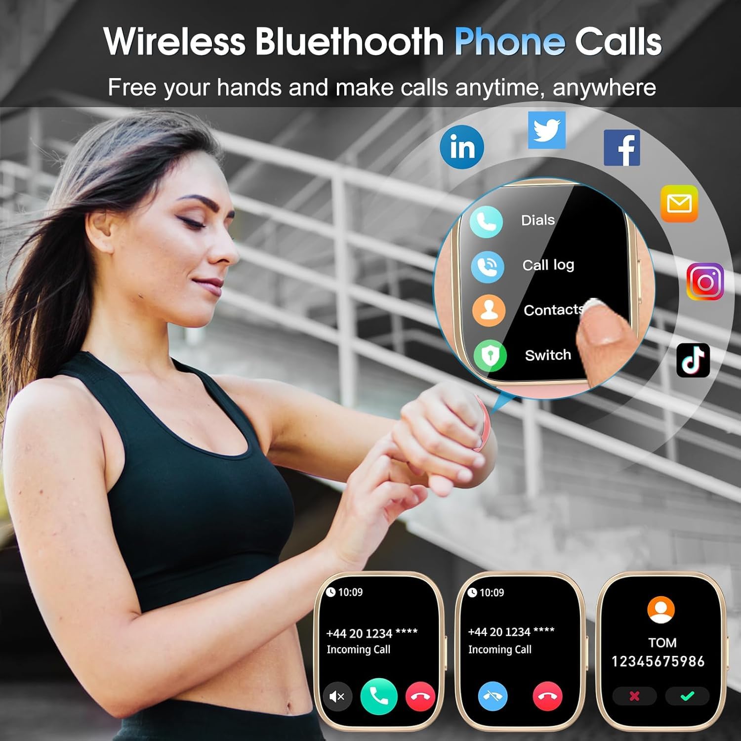 Ddidbi Smartwatch Damen Herren, Fitnessuhr Damen mit Telefonfunktion 1.85" Zoll Touchscreen… – Ansicht 2