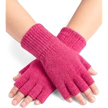 Kids Fingerless Gloves, 100% Merino Wool Knit, Non-Slip Grip