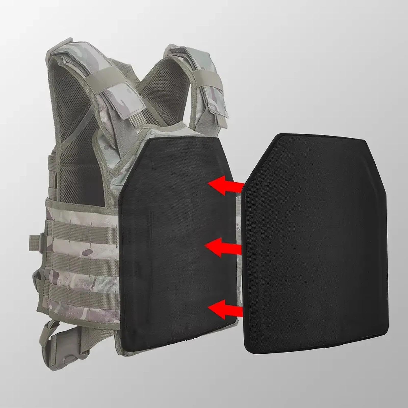 NIJ IV Ballistische Platten Bulletproof Plate Plattenträger Weste, 10x12 Inch PE + Ceramic Stand Alone Armour Plate, Tactical Insert for Vest/Backpack, 7.62mm Protection(2PCS)