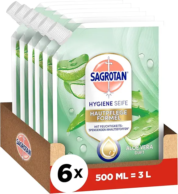 Sagrotan Seife Nachfüller Aloe Vera – 6x500ml, feuchtigkeitsspendend & antibakteriell