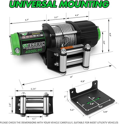 Miniatura 2 de Cabrestante eléctrico impermeable de 4500 libras, cabrestante de 12 V, cabrestante ATVUTV con cable de acero con control remoto inalámbrico y guía