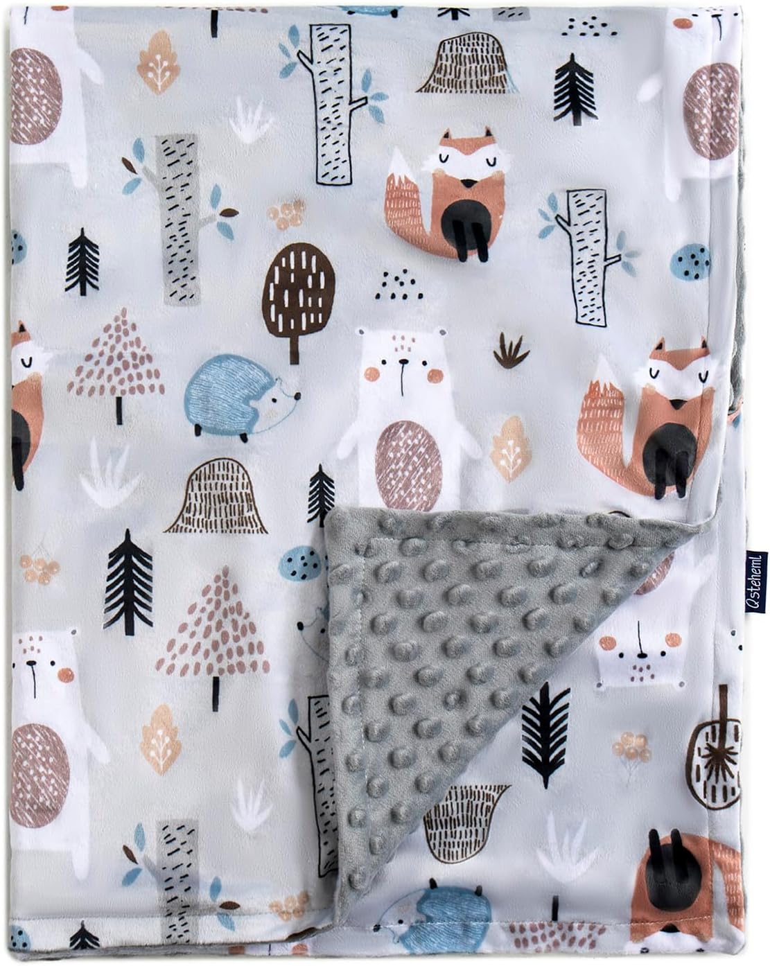 QSTEHEML Baby Blankets for Boys Neutral,Super Soft Nursery Minky Blanket Unisex, Baby Gifts Double Layer with Dotted Backing, Newborn Blankets for Crib Stroller(Fox, 30 * 40inch)