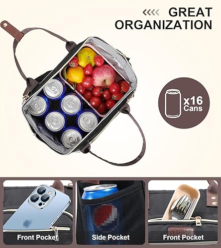 Miniatura 2 de YESBAG Bolsa de almuerzo, grande, resistente al agua, a prueba de fugas, aislada, para el trabajo, viajes y pícnic, para mujeres y hombres