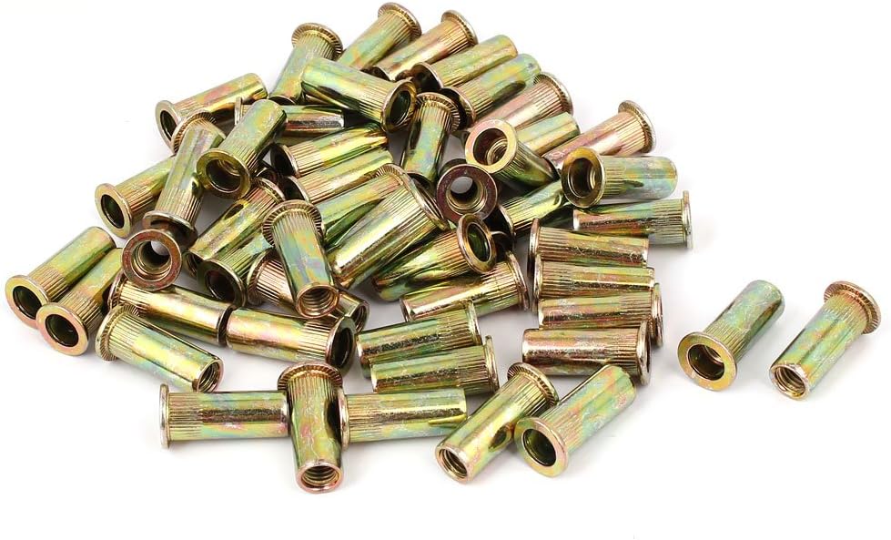 M8 x 28mm Flat Head Open Ended Rivet Nut Round Insert 50PCS (79cb5dc9a1dcf4b795c840f93d6a930b)