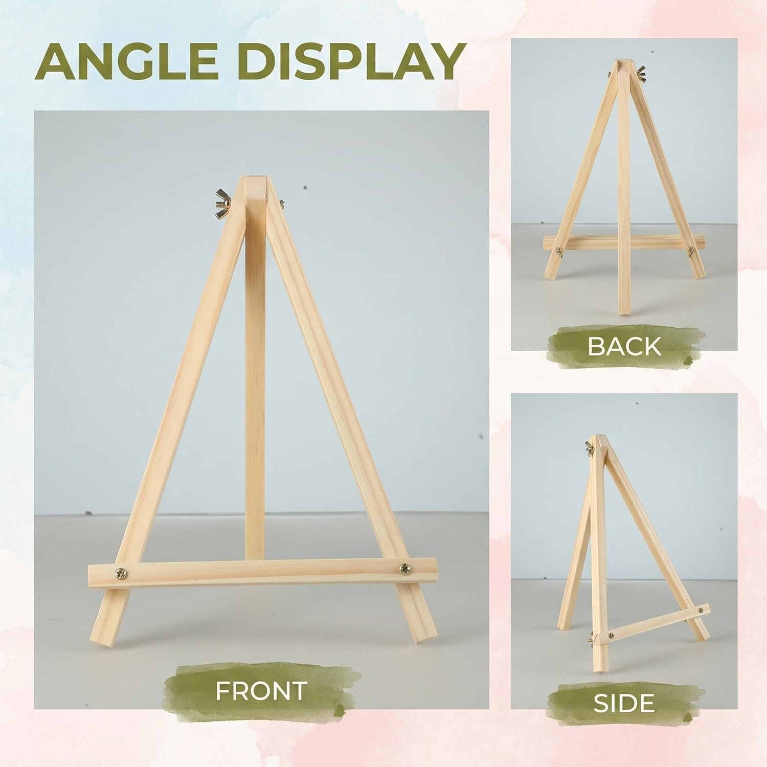 16 Pack 11.8In Tabletop Easel, Wooden Easels for Paiting Adjustable Foldable for Kids, Students, Beginners