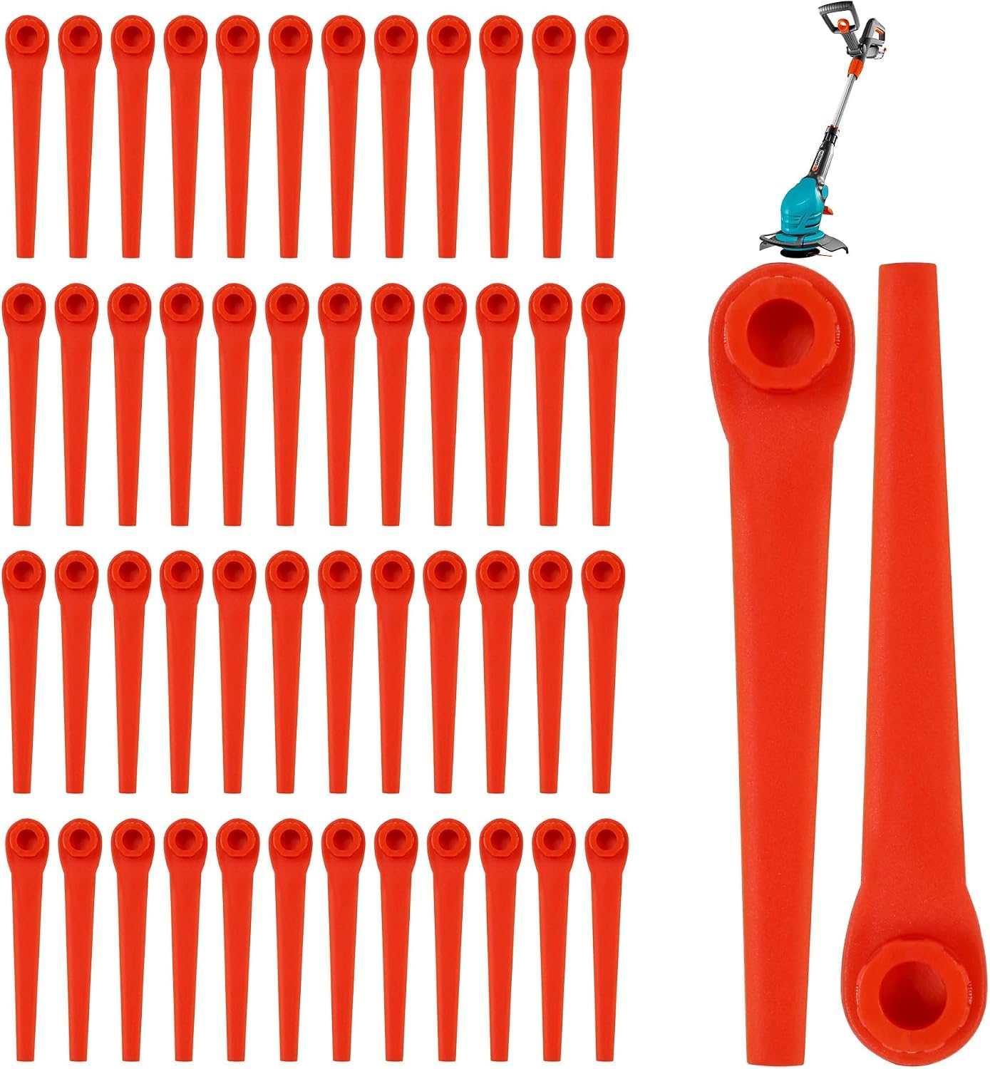 100 Stück Kunststoffmesser Rasentrimmer, Kunststoffmesser Für Gardena EasyCut und kompatible Kantenschneider, Trimmer Messer für Rasenkanten Gartenpflege Freischneider Zubehör, einfacher Austausch