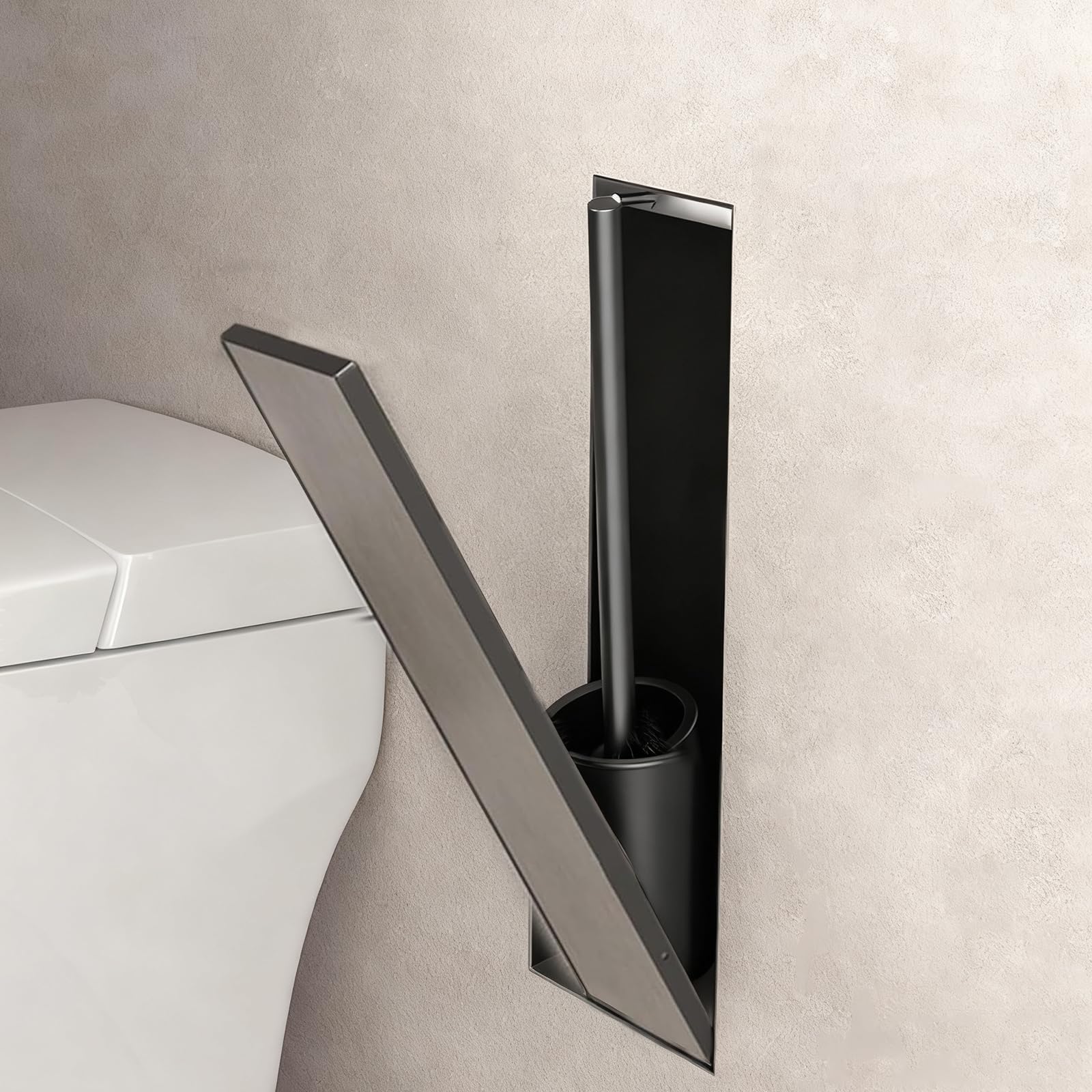 Porte-brosse WC encastrable pour rénovation de salle de bain et confort d'hôtel