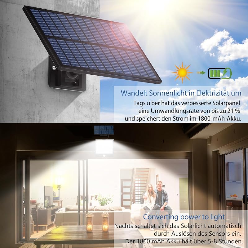 MPJ 105 LED napelemes kültéri lámpa mozgásérzékelővel IP65 vízálló 2db